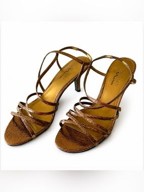 The Touch of Nina Bronze Strappy Sandals Size 9M Gorgeous NEW